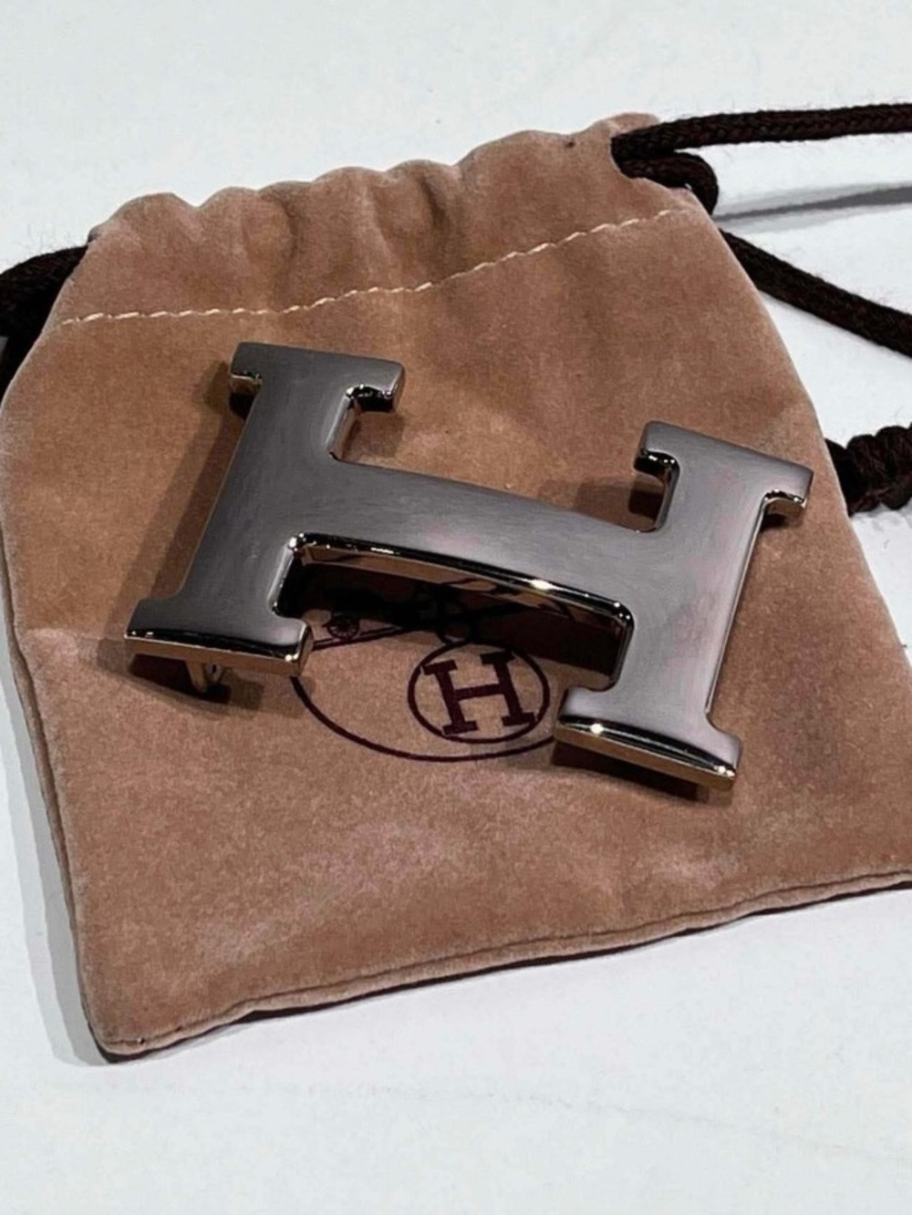 Hermes Silver H Logo Belt Buckle
